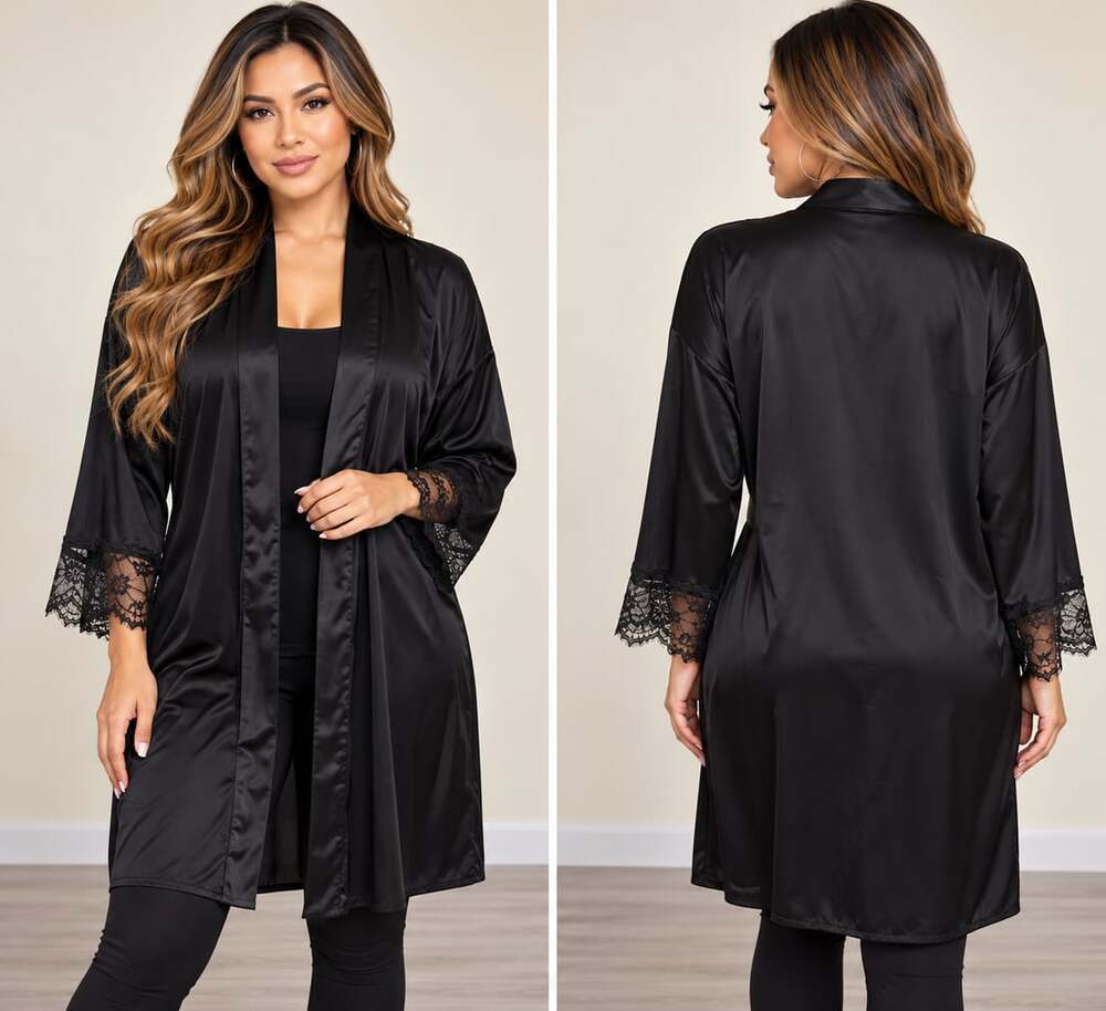 Victoria's Secret Satin Robe Size XS/S Black